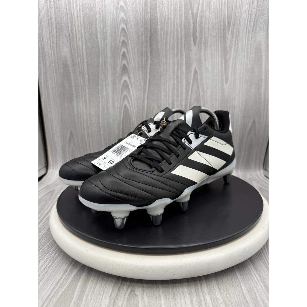 adidas Kakari Mens Size 9 Black White Soft Ground Rugby Boots Cleats IE3204 NEW